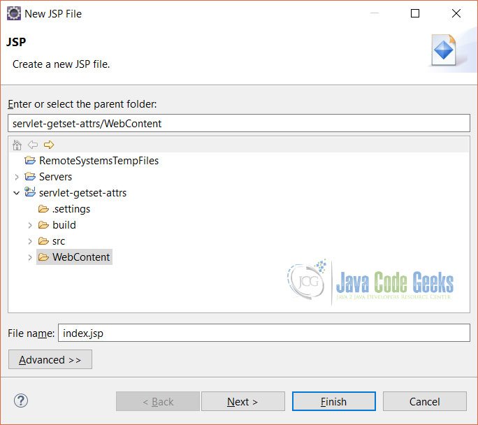 Java Servlet Set/Get - new JSP file