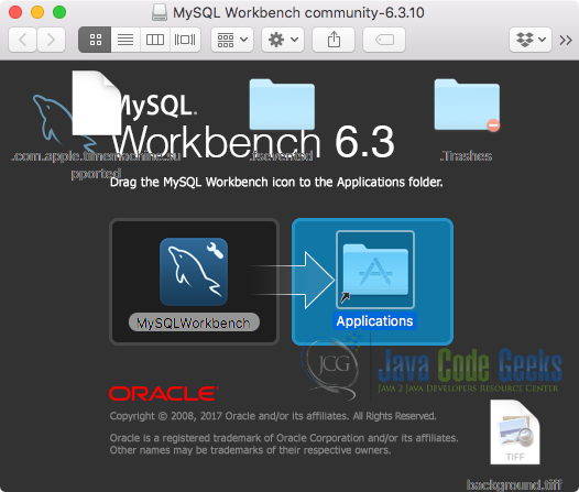 MySQL Workbench - Copy file to Applications folder on MacOS