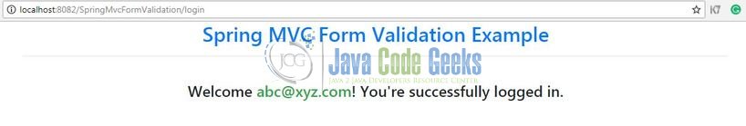 Spring MVC Form Validation - Success page