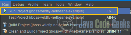 JBoss WildFly NetBeans - Run project
