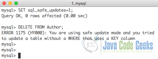 MySQL Command Line - Delete Command gives an error