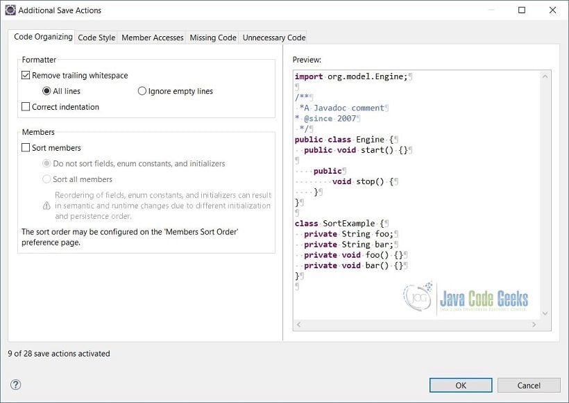 Eclipse with Wildfly and JBoss Tools - Additional Save Actions