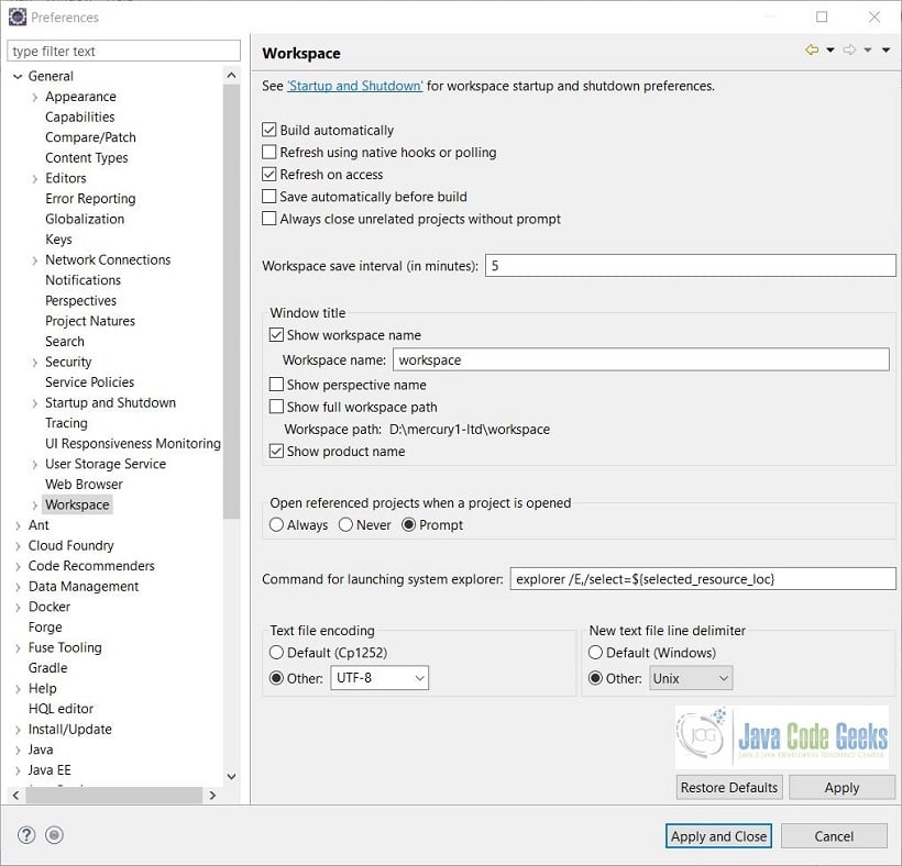 Eclipse with Wildfly and JBoss Tools - General Workspace