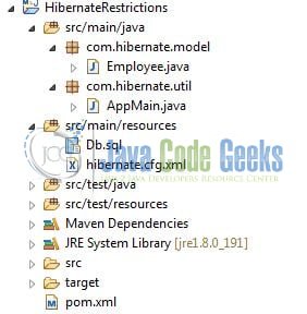Hibernate Criteria using Restrictions - Application Project Structure