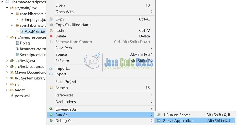Hibernate Calling Stored Procedure - Run Application