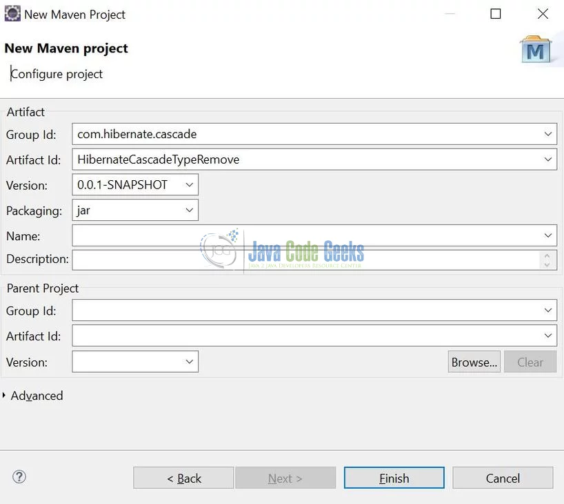 Hibernate CascadeType.REMOVE - Archetype Parameters