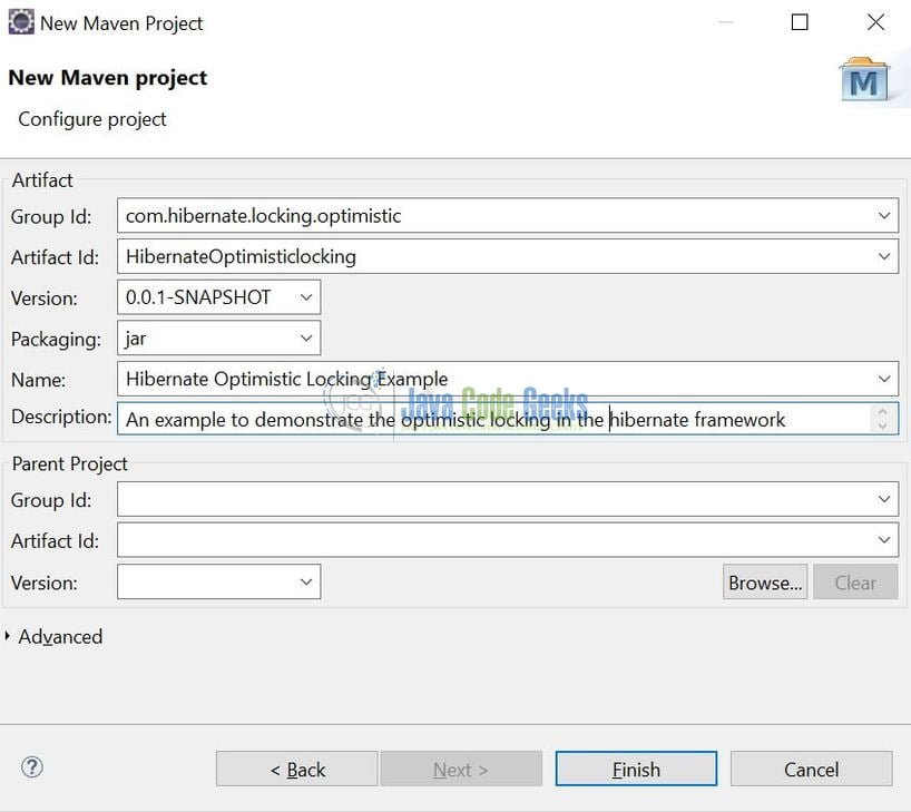 Hibernate Optimistic Locking - Archetype Parameters