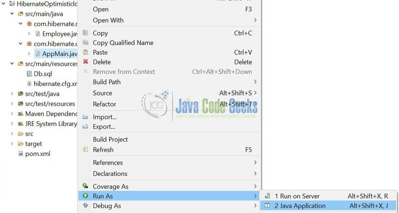 Hibernate Optimistic Locking - Run Application