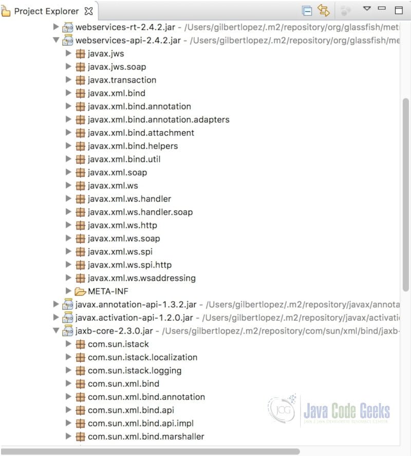 JAX-WS Dependencies - Project Explorer