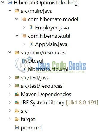 Hibernate Optimistic Locking - Application Project Structure