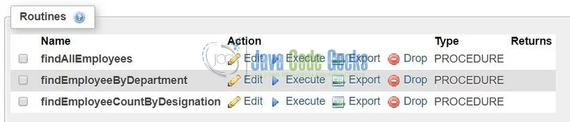 Hibernate Calling Stored Procedure - Stored Procedures