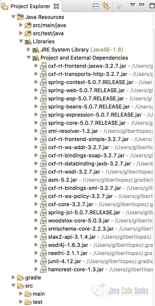 JAX-WS Gradle - Project and External Dependencies