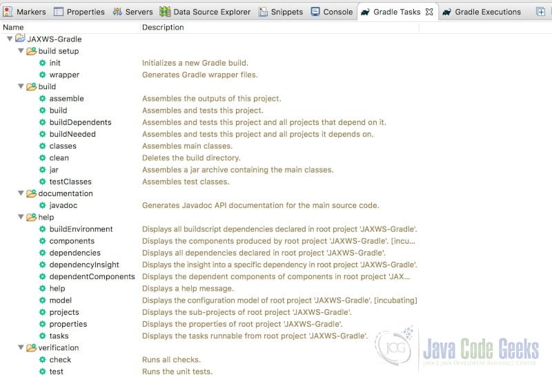 JAX-WS Gradle - Gradle Tasks View