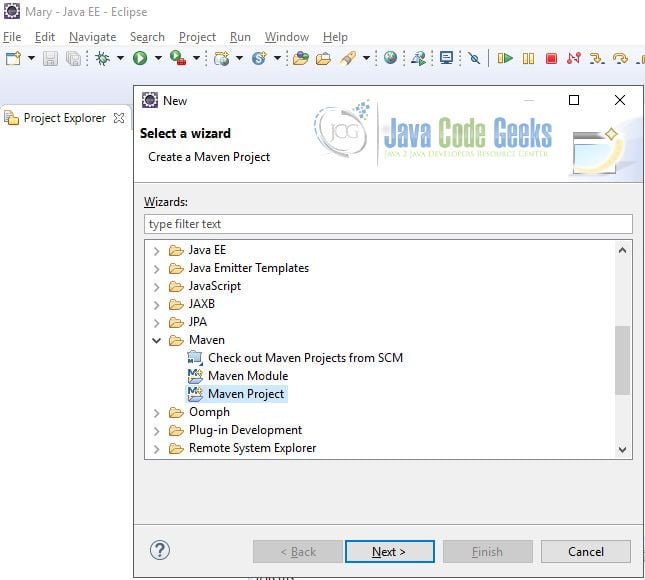 Apache Maven Eclipse Project Creation - New Maven Project