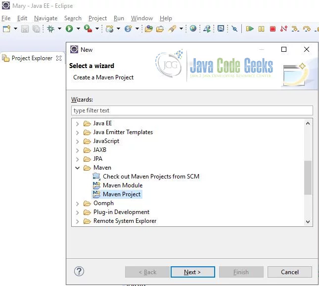 Apache Maven Eclipse Project Creation - New Maven Project