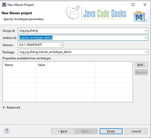 Apache Maven Eclipse Project Creation - Set up Project Properties