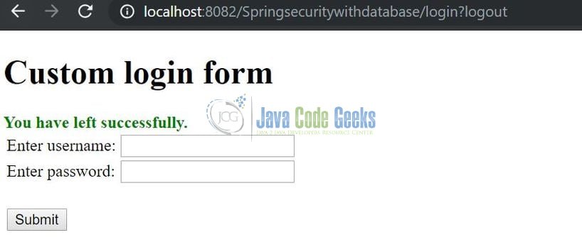 Spring Security via Database Authentication - Sign-out message