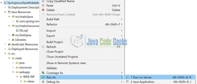 Spring Security via Database Authentication - Deploy Application on Tomcat