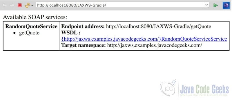 JAX-WS Gradle - Available SOAP Services