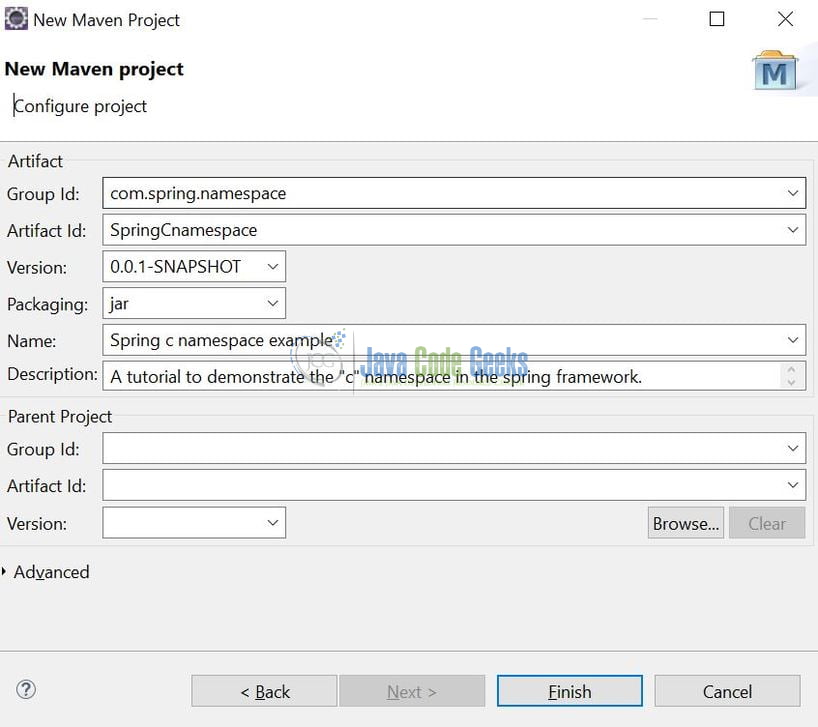 Spring c-namespace - Archetype Parameters