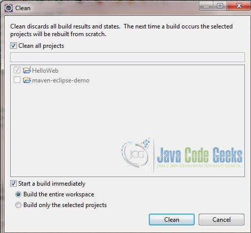 Apache Maven Eclipse Integration - Project Clean