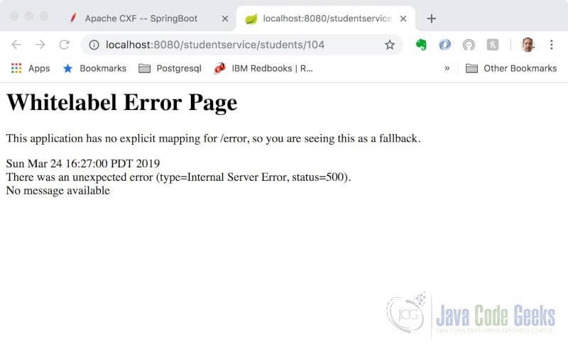 Spring Boot JAX-RS - Whitelabel Error Page
