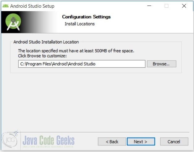 Android App using Android Studio - Installation location 
