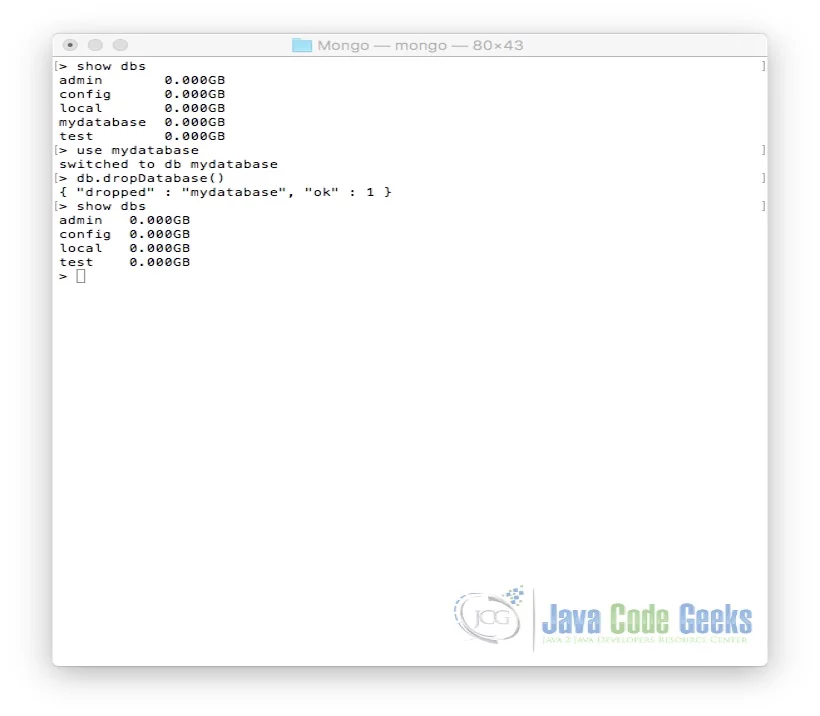 MongoDB Data Models - Drop Database