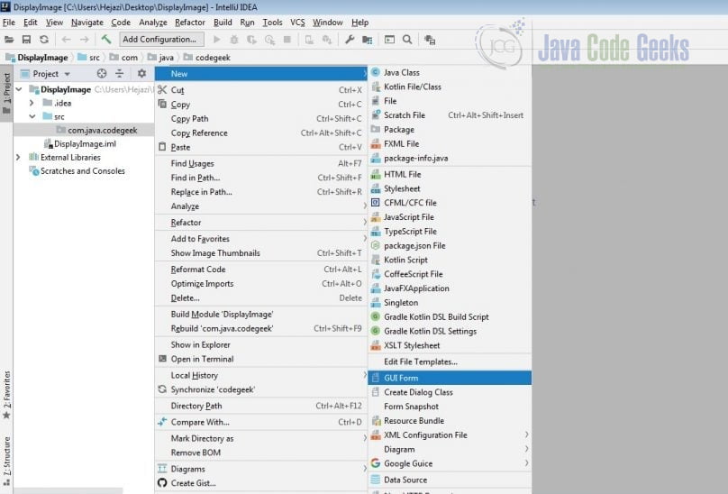 IntelliJ IDEA GUI Designer - New GUI Form