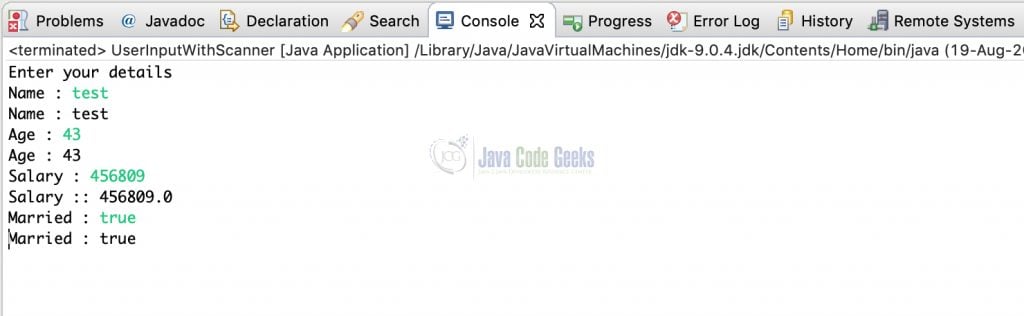 Java Input - Output with valid input