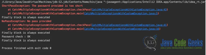 CatchMultipleExceptionsWithCustomException