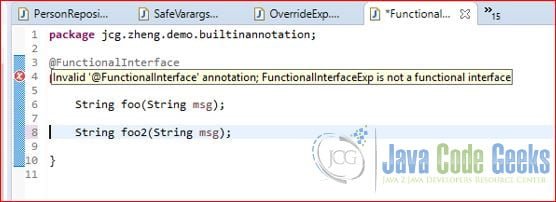Java Annotations - error due to @FunctionalInterface 