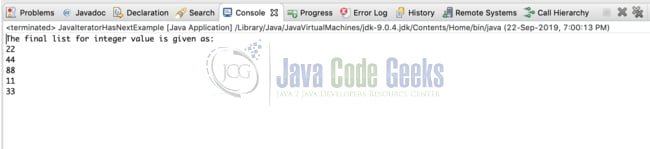 hasNext Java - Output of  JavaIteratorHasNextExample