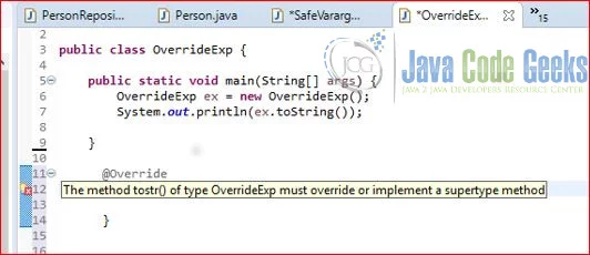 Java Annotations - Error when @Override on a non-exist method