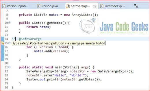 Java Annotations - Eclipse shows a warning mark