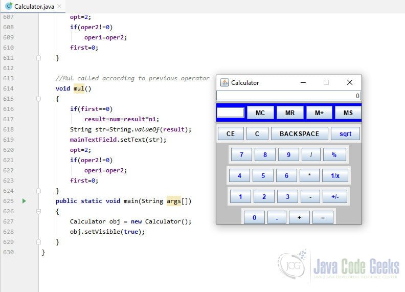 Java Calculator - Calculator result