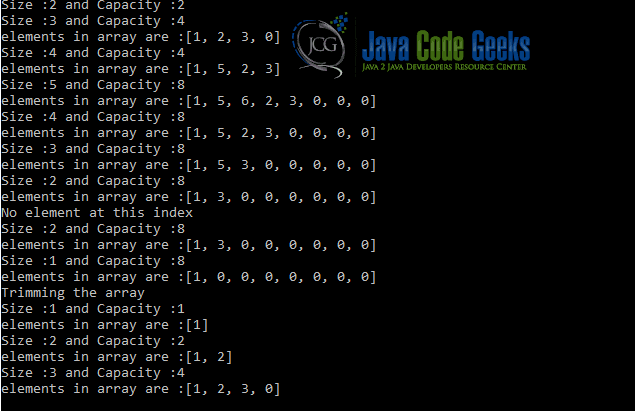 Dynamic Array Java - Test results