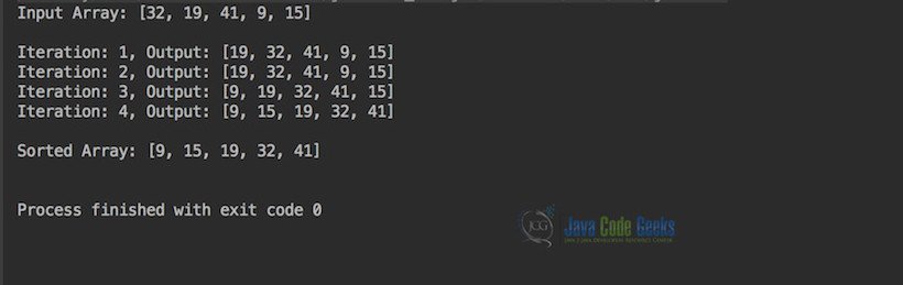 Insertion Sort Java - Output