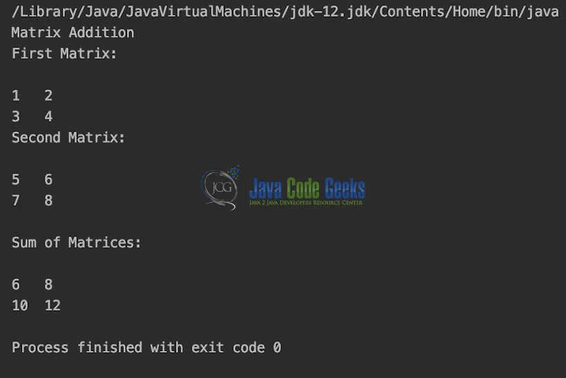 Java Matrix - MatrixAddition.java