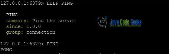 Fig. 5. Issuing PING command from redis-cli and verifying server responds with PONG