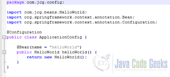 Spring Framework Example - ApplicationConfig