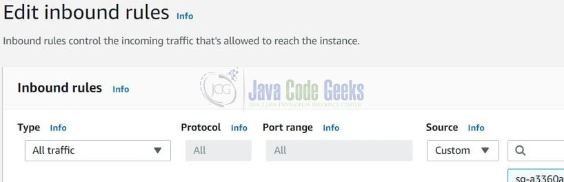 Amazon EC2 Security Groups -  Edit the rule