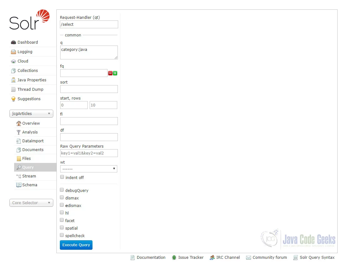 Fig. 11. Solr Admin Query