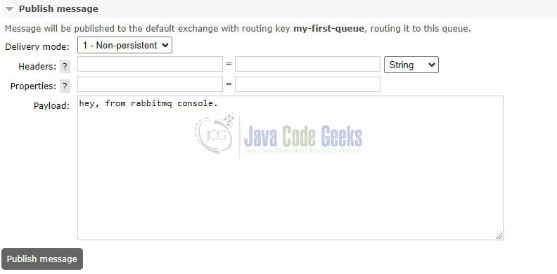 RabbitMQ Tutorial - Publishing a new message