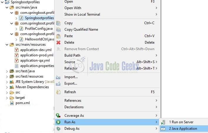 spring boot profiles - Run the Application