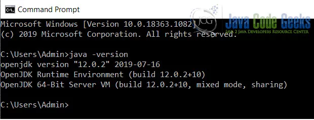 OpenJDK version command output