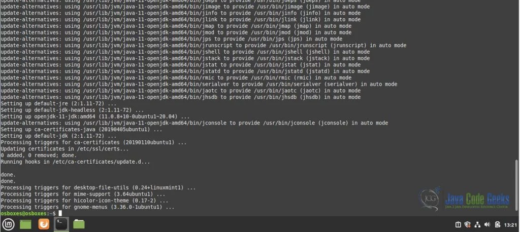 install java linux mint - Output for command sudo apt install default-jdk_1_final