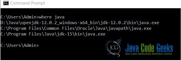 Where command output