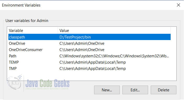 set the classpath in the environment variables