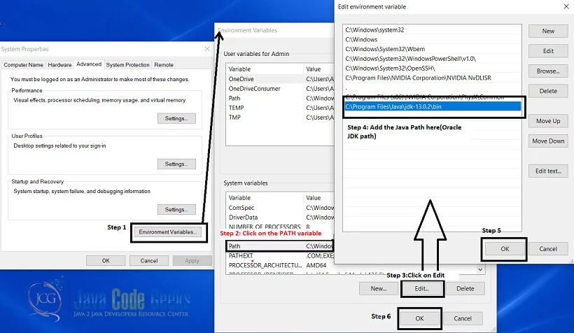 Setting the Oracle JDK PATH through Environment variables